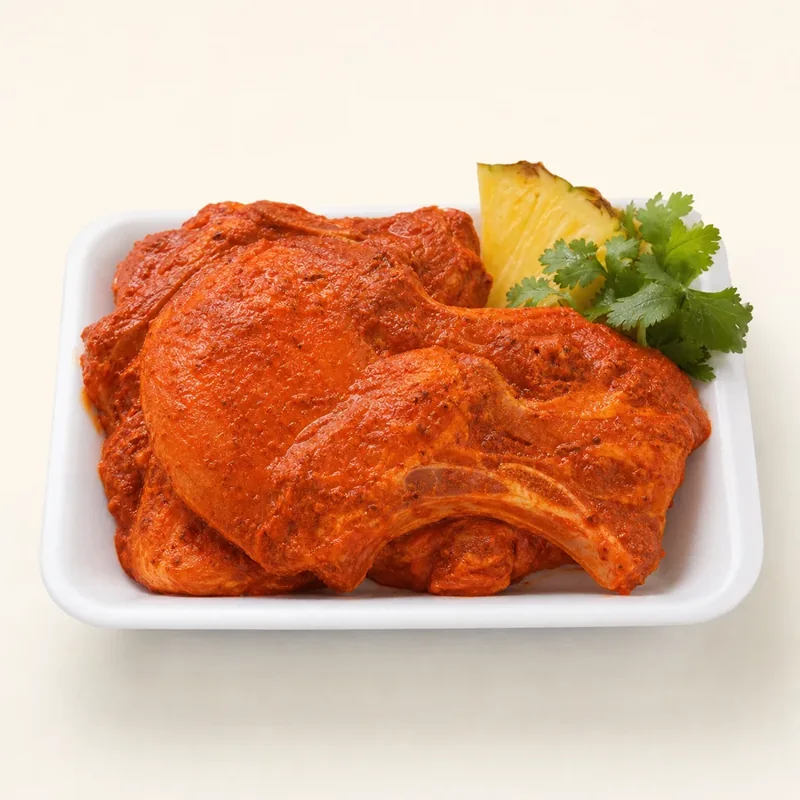 Al pastor pork chops — Chuletas de cerdo al pastor at La Aguila Market