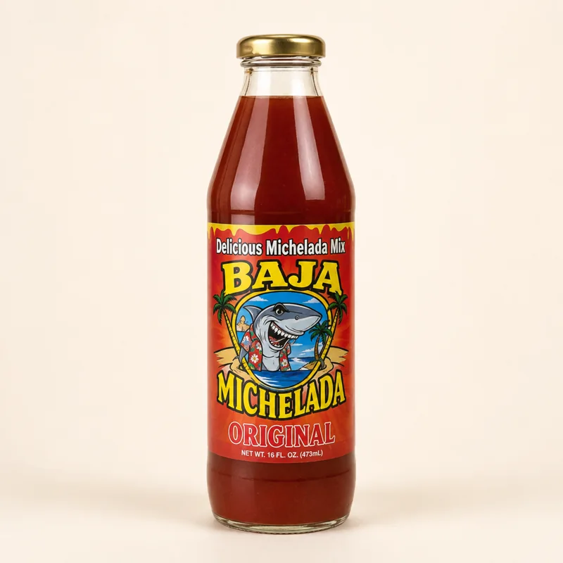Baja michelada mix, glass bottle — Mezcla para michelada Baja en botella de vidrio at La Aguila Market