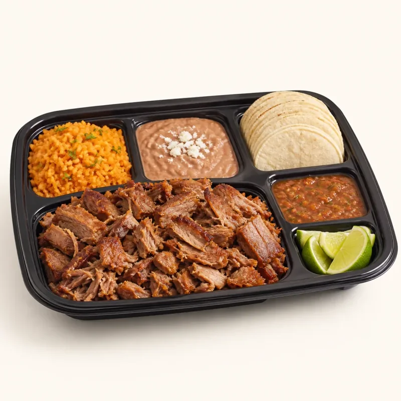 Carnitas family meal — Paquete familiar de carnitas at La Aguila Market