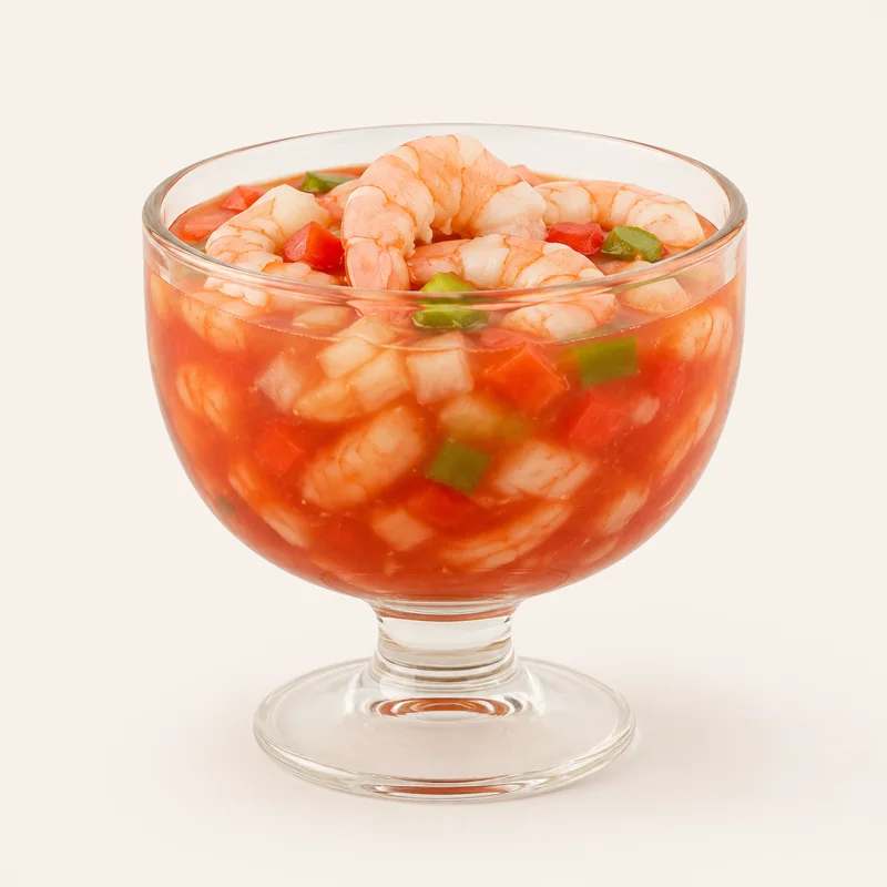 Shrimp cocktail — Cóctel de camarón at La Aguila Market