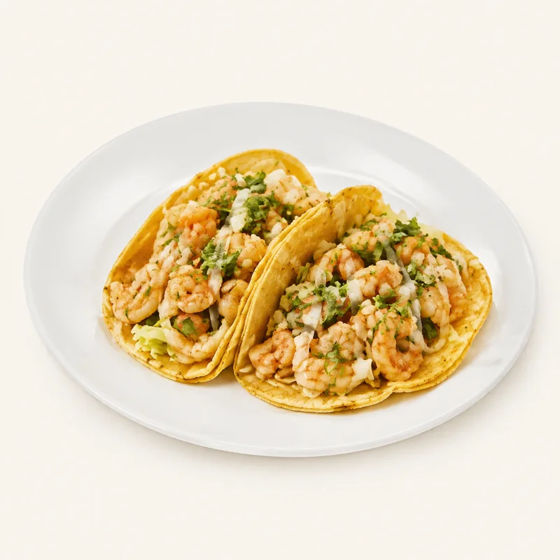 Shrimp tacos — Tacos de camarón at La Aguila Market