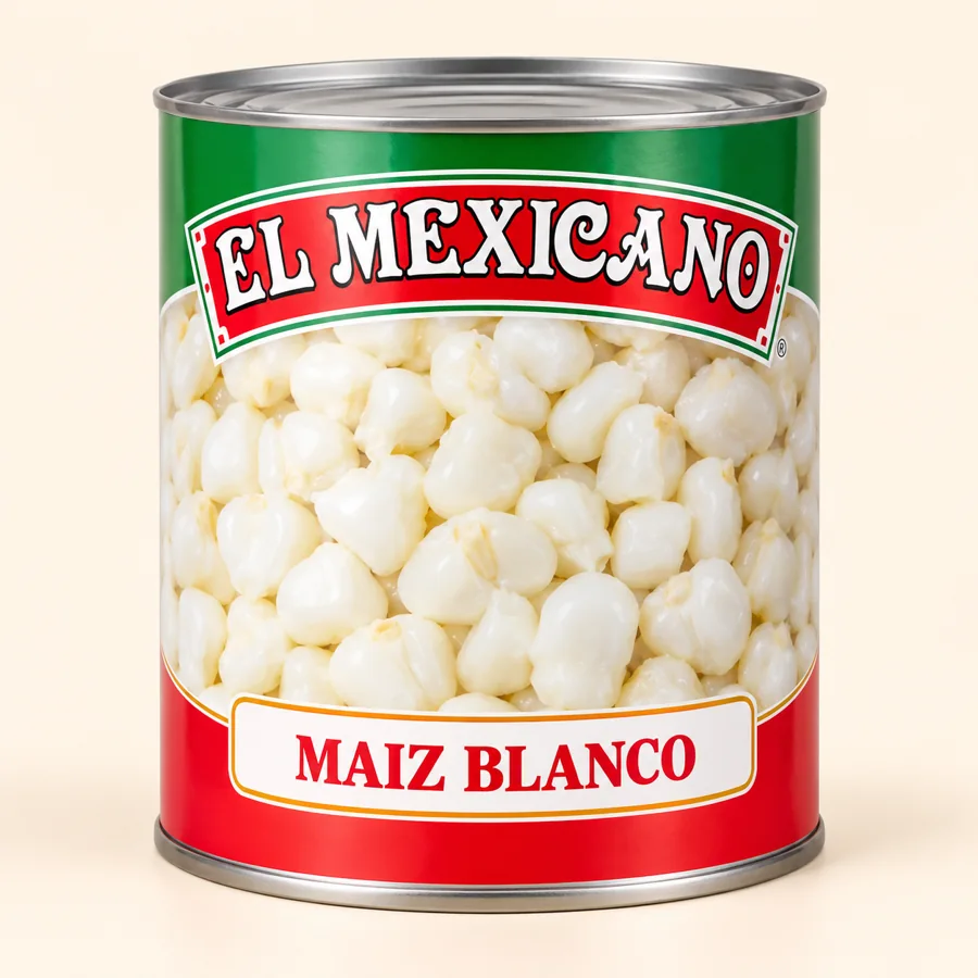 El Mexicano white hominy — Maíz pozolero blanco El Mexicano at La Aguila Market