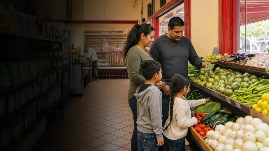 Family shopping at La Aguila Market Fullerton